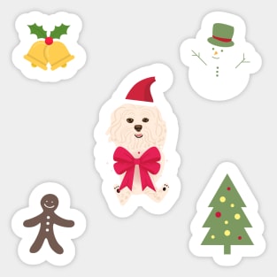 Christmas Maltipoo Dog Sticker Pack Sticker